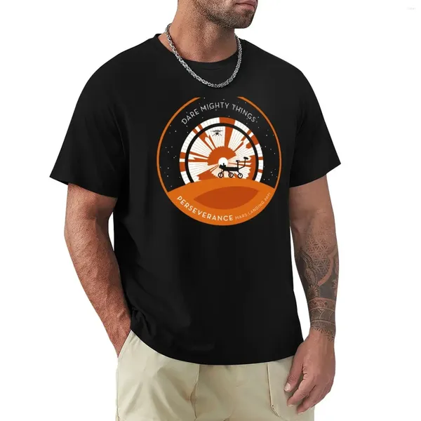 Erkek Polos Perseverance Rover Siyah Mavi Arka Planlar Giyim T-Shirt Özelleştirmeler Boşluklar Doku Mens tişörtlerinin düz meyveleri