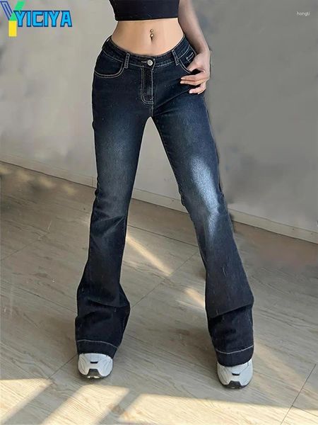 Frauen Jeans Yiciya Y2k Stil Frauen Hosen Vintage Baggy gerade Trompete Jeanshosen hohe Taille Horn Streetwear