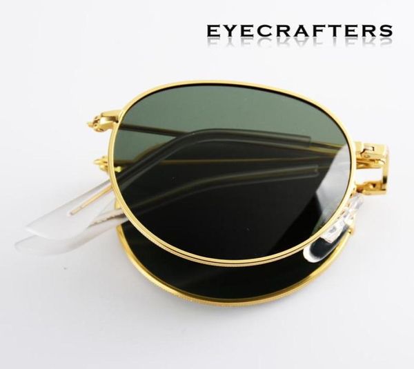 Óculos de sol dobráveis dobráveis HD Moda de feminino polarizada Moda retro vintage Pequeno oval redondo coberto espelhado Eyewear8205579