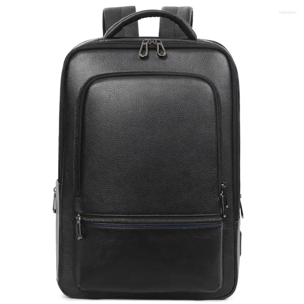 Sırt çantası Deri Erkek Dizüstü Bilgisayar Çok Fonksiyonlu Su Geçirmez Çikası USB Şarj Seyahat Çantası Okulu Sırt Çantaları Geri