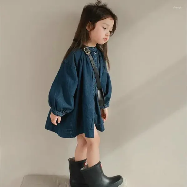 Girl Dresses Girls Gonnets Spring Autumn Fashion Grirt in stile coreano classico retrò semplicità 2024 Childrens