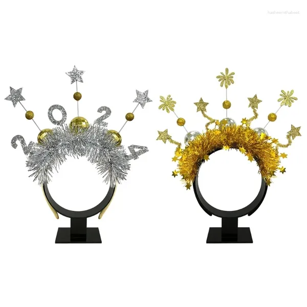 Clip per capelli 2024 Happy Year Party Headband Music Music Festival Decorativo Celebrazione delle vacanze Celebrazione del copricapo