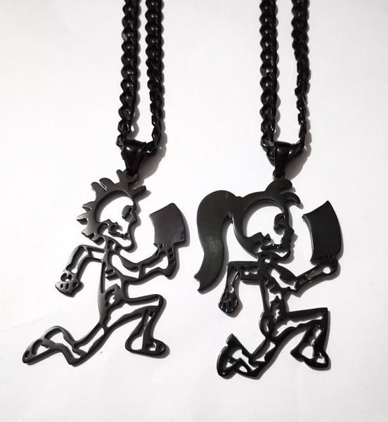 Aço inoxidável Hatchetman Black Juggalette Skeleton 2quot Ssteel Charm Insane Clown Posse Twiztid Rare Black Chain Chancll4545288