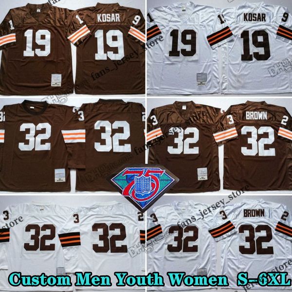 Custom 75th Vintage 32 Jimbrown 1980 Maglie da calcio 52 Frankgatski 49 Bobbymitchell 57 Claymatthews Jr 30 Billwillis 74 MikemcCormack 68 Joelamiellere Kosar