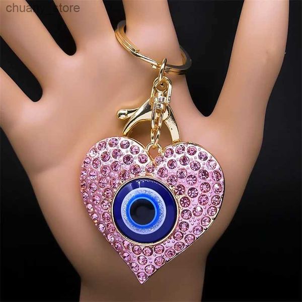 Tornari Cancioli Lucky Heart Tey Tey Chain blu Turkish Blue Eye per donne uomini rosa Rhinestone Occhi greci Gold Delive Gioielli Ojo Turco K9045S01 Y240417