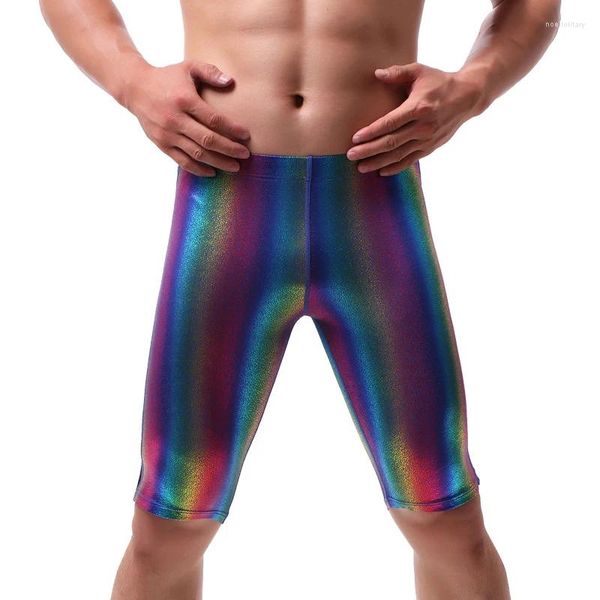 Underpants comodi pugili a gamba lunga maschio maschio biancheria intima arcobaleno boxer sexy pantaloncini borsette di tronco Cuecas