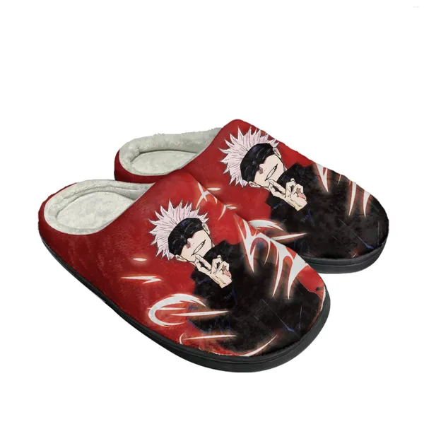 Slippers satoru gojo jujutsu kaisen algodão caseira algodão personalizado sandálias femininas quarto luxuoso casual mantém sapatos térmicos chinelos térmicos