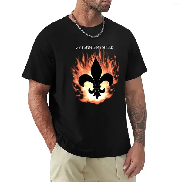 Polos masculinos Fleur de Lis Shield!Roupas de camiseta Vintage Anime Oversizeds Fruit of the Loom Mens T Shirts