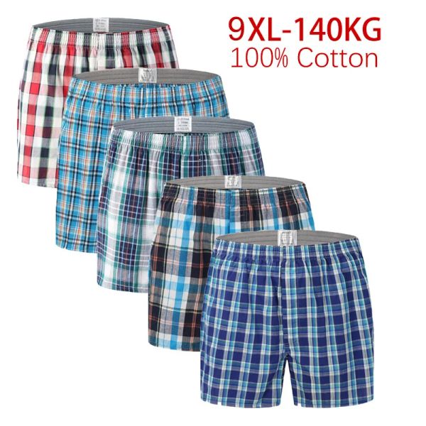 Roupa íntima 5 PCs Mens cueca cueca shorts casuais cuecas de algodão xadrez de qualidade calcinha listrada de roupas caseiras confortável