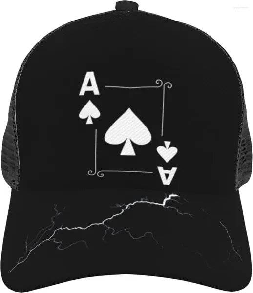 Caps de bola Caps de beisebol feminino Men feminino Casual Mesh respirável Ajustável Caminho de caminhoneiro Ace of Spades poker