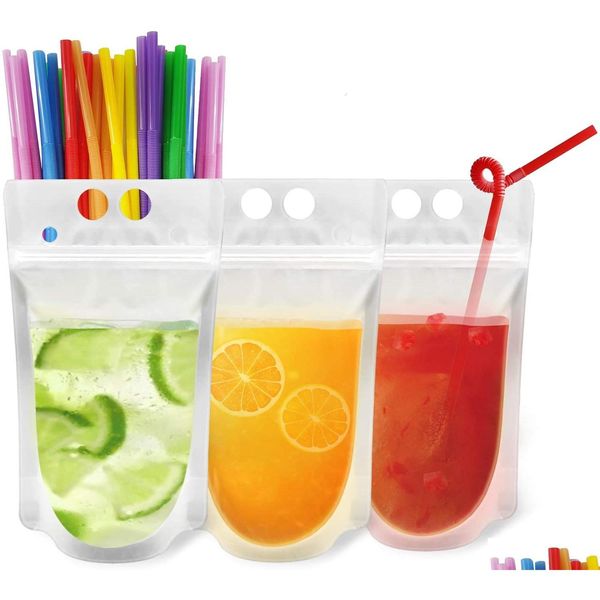 Garrafas de água Bolsas de bebidas de plástico Clear St Juice Drink Pouch Stand Up Personalizar Drop Drop Drop Home Garden Kitchen, Dining BA DH25O