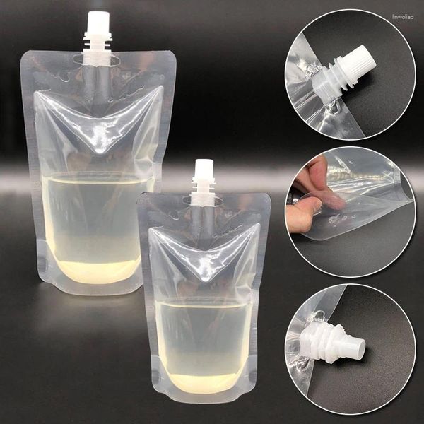 Bolsas de armazenamento 10pcs Travel Drink Spout bolsas de bico de plástico transparentes Bolsa de suco selado verão Summer gelo material de embalagem