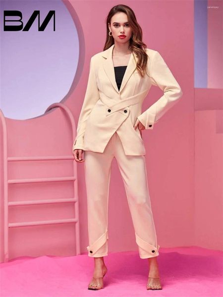 Pantaloni da donna a due pezzi eleganti abiti avorio blazer gamba dritta 2 set designer smoking smoking occasione speciale abito da ballo da ballo