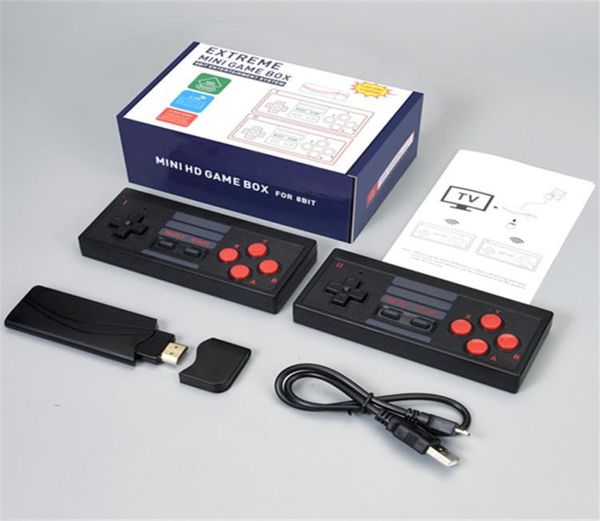 Extreme Mini Oyun Kutusu 628 8bit HD 4K Retro Video Oyunları Konsolu HDTV Video 4625028 için 2 Çift Taşınabilir Kablosuz Denetleyici