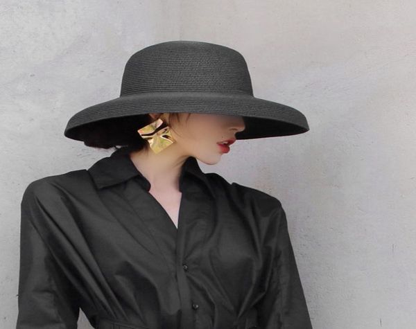 Maxsiti u Sommer Hepburn Stil Vintage Design Strokes Hut Frauen Effekte Farbe Strand Urlaub Big Sun Cap3528388
