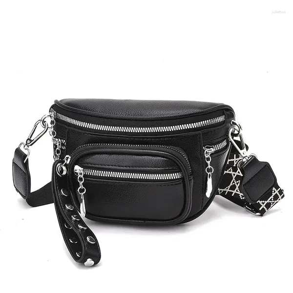 Totes luxuriöser Multi-Pocket-Kuhlatten-Crossbody-Taschen für Frauen schwarze Schulter Messenger Handtaschen kleine Brustbeutel Travel Sattel