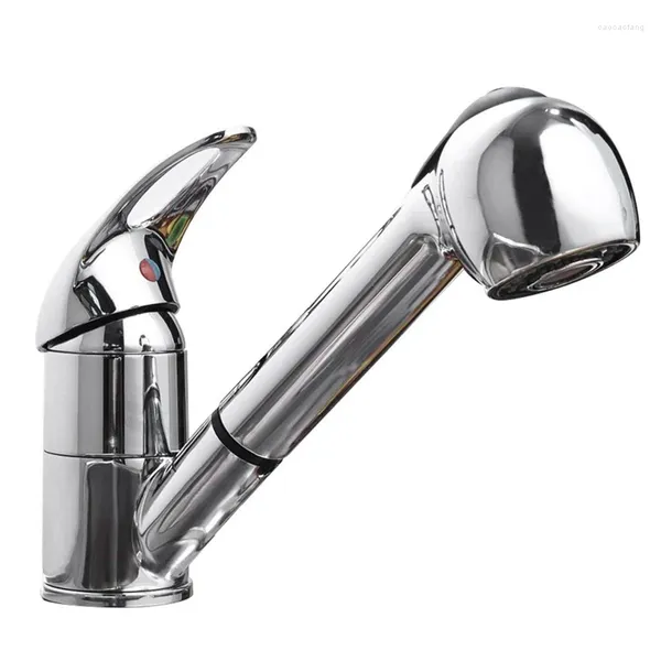 Banyo Lavabo muslukları mutfak mikseri ve soğuk su karıştırma uzatılabilir duş gümüş metal