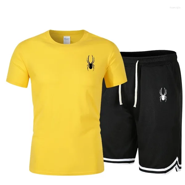 Herren-Tracksuits Sommer kurzärmelig Luxus Sportswear Set Fitness Fashion Schnell trockener Basketball T-Shirt Sportshorts 2-Stück