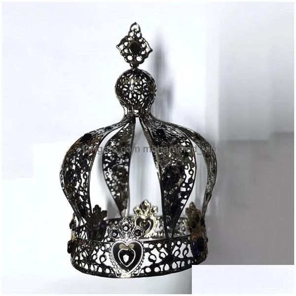 Clipes de cabelo Barrettes vintage Princess Crown Castle Crown- Capo de bolo rei Retro Black-coutedring Ornaments Drop Deli Dhjdu