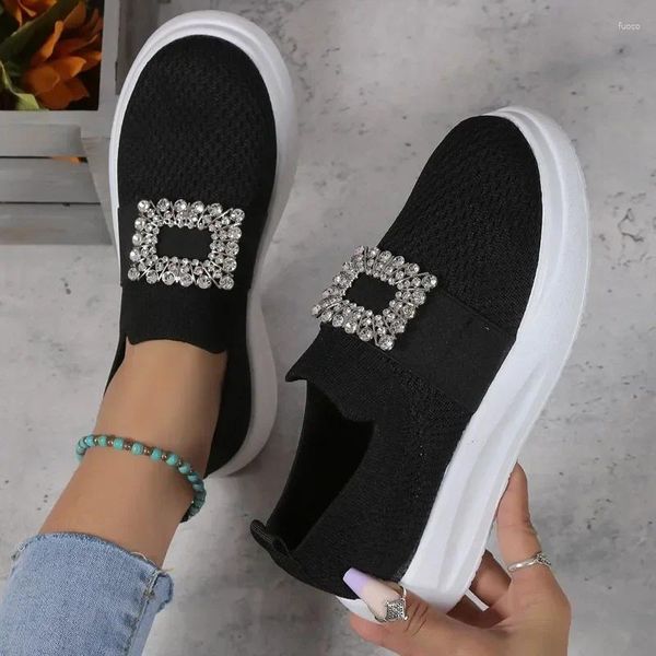 Scarpe casual piatte con sneaker slip-on mesh femmina 2024 di alta qualità a molla solida/decorazione in metallo autunnale vulcanizzare le donne