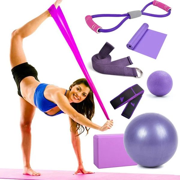 7 conjuntos puxam equipamentos de fitness de banda resistência S Pilates Balls Yoga Terreinamento de tensão Ginásio Elastic Blo 240407