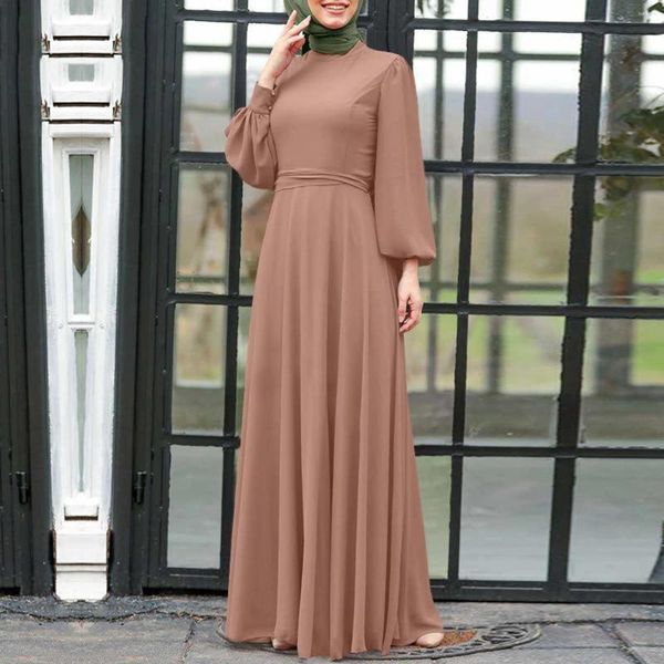 Roupas étnicas Vestido muçulmano feminino verão simples elegante manto de temperamento