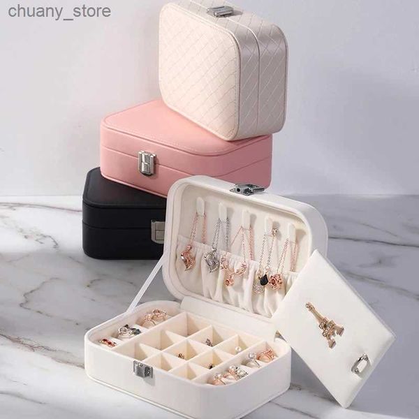 Accessori organizzatori di imballaggio gioiello Box Box Multi-Grid Simple Style Display Organizzatore con Organizzatore a Mirror Organizzatore Beauty Travel Box Makeup Y240417