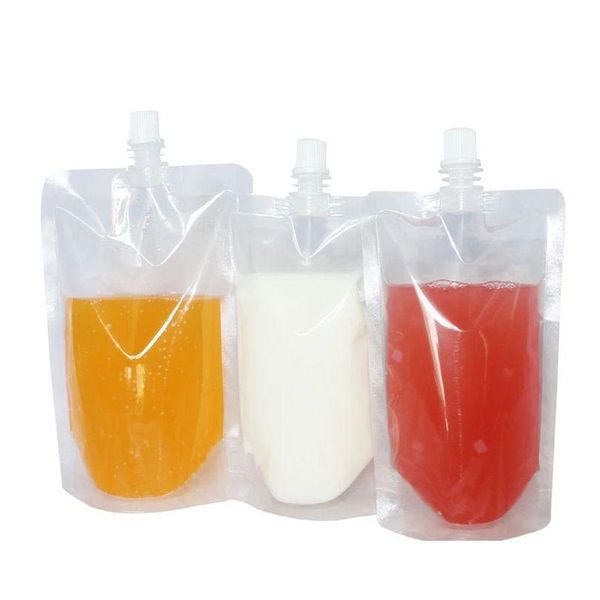 Bolsas de embalagem bolsas de bebida por atacado bolsas de embalagem stand-up selagem de leite descartável SPOPT UP COM BOBO PARA RECEBIDA 50-500ML DHXHA