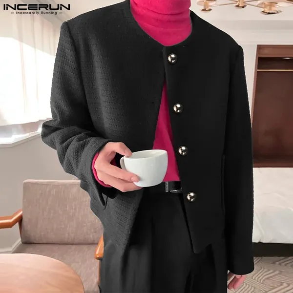 Ternos masculinos incerun homens blazer sólido elegante e elegante manga longa streetwear casual 2024 bolsos de moda unissex casacats s-5xl