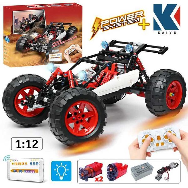 Modelo Diecast Cars Kaiyu 366pcs LED City RC Automotive MOC Block Block Programa de controle remoto Programação Off ROAD VEÍCULO BLOCO TROYS J240417