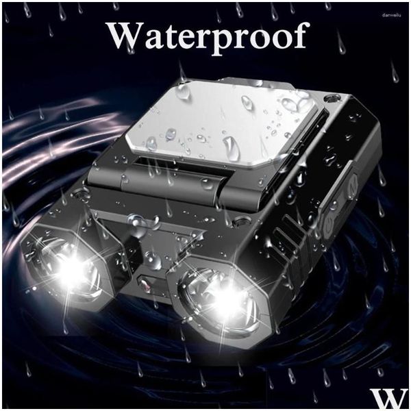 Scheinwerfer wiederaufladbare LED High -Lumen -Scheinwerfer -Wasserdichte mit Bewegungssensor/einstellbarem Stirnband 5 Modi Cap Clip Lamp Dhupk