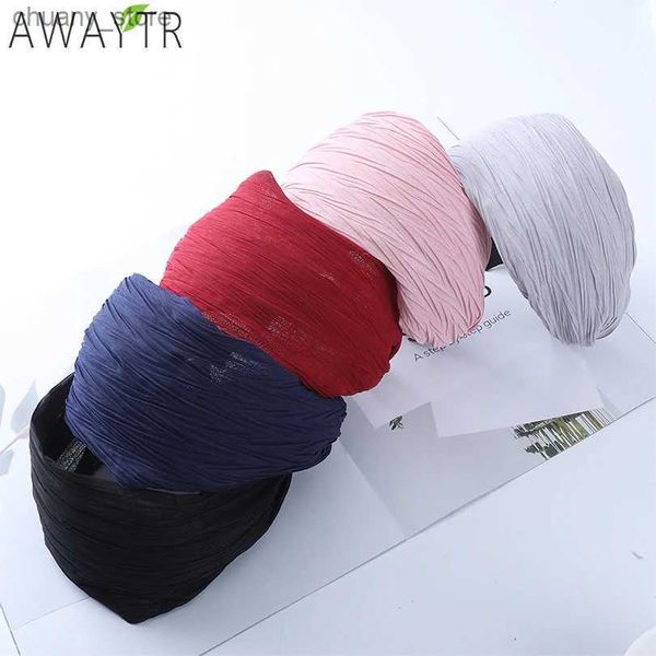 Stirnbänder Auswärtsmodisch breites Haarband fester Turban fester elastischer Haarkopf Hoop Bänder Haarzubehör Stirnband für Frauen Mädchen Kopfschmuck Y240417