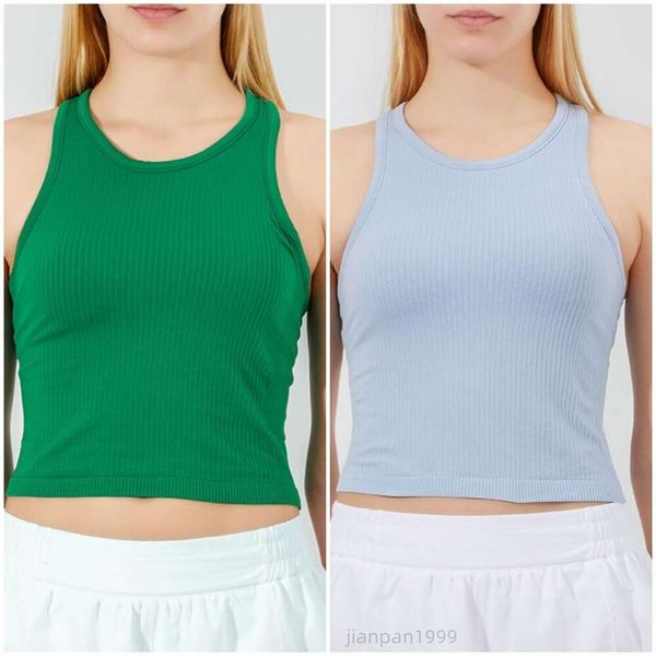 Heißer Verkauf von Lululemeny Yoga Set mit gepolstertem BH -Top Sportswear Ebb -to Street Tank Racerback Frauen Unterwäsche Tanktop Atmungsfreie Fitness Sweatshirt