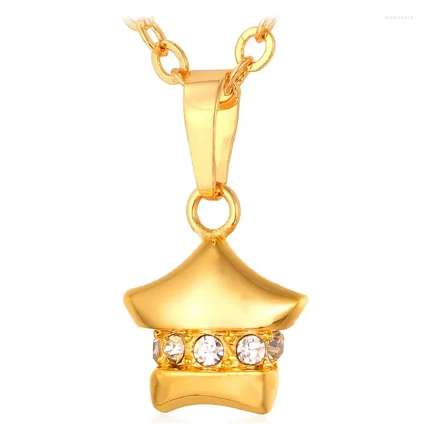 Подвесные ожерелья Золото/серебряная пентаграмма ожерелье циркона для женщин -девочек