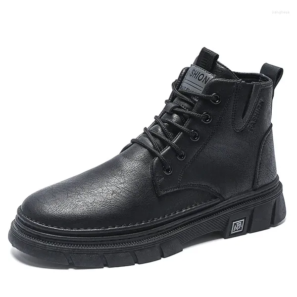 Botas homens tornozelo outono inverno 2024 ao ar livre para caminhada Sapatos de trabalho de couro masculino casual casual