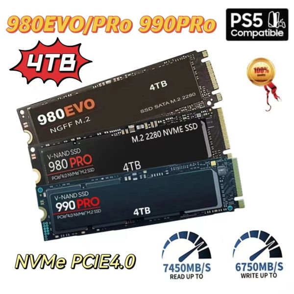 Gehege SSD NVME M2 PCIE Gen 4 7300 MB/S 4TB 2TB 1TB 2280 Heatkolben SSD NMVE -Diskförderungen intern für PS5 DIY Games Computer PS3 PS4 PS5