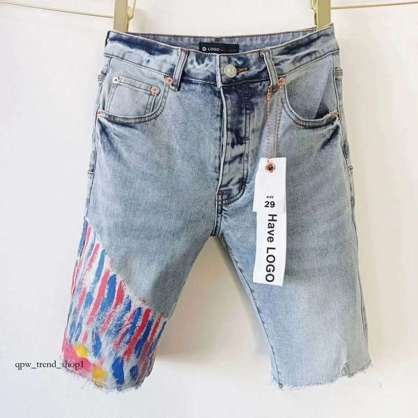 Lila Jeans Kurzpurpurende Marke Designer Jeans Herren Shorts Purple Sommerhöhle Hochwertige gestickte Denim Shorts Herren Purple Jeans 902