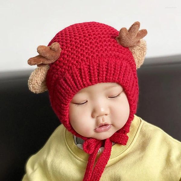 Berets Baby Weihnachten Antler Strickhut Herbst warme Cartoon Ohren dicke Mützenhüte für Jungen Mädchen