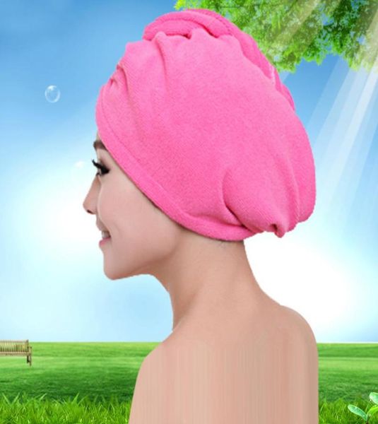 2020 Microfiber Rápida Caps de cabelo seco Magic Super absorvente Toalha de cabelo seco seco Turbano Wrap Hat Spa Caps de banho1189915