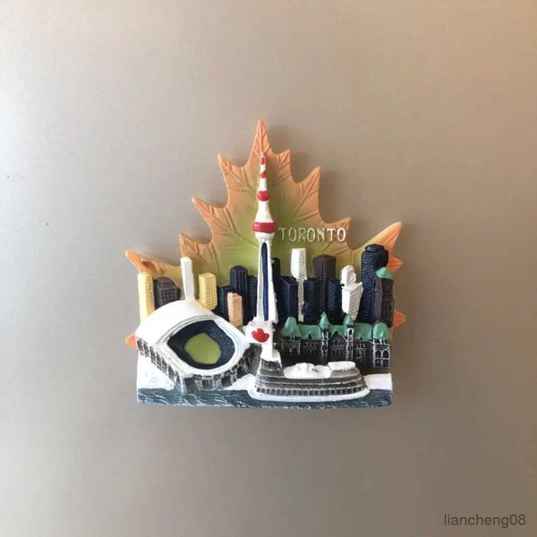 Kühlschrankmagnete Kühlschrank Magnet Tourist Kanada Toronto Maple Blätter Kälte Ski -Wal Mountainbike Schnee Souvenir Harz Kühlschrank Aufkleber