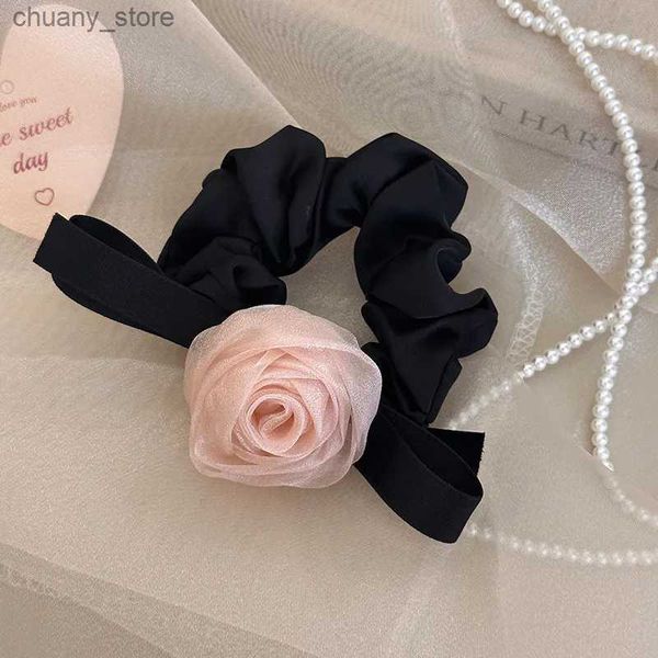 Волосные резиновые группы Girl Girl Rubber Band Elastic Tie Corean Kpop Bow Elegant Headwear Y240417