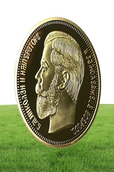 10 PCs Die brandneuen 1901 Nicholas II von Russland Münzen erinnern 24k real Gold plattiert 40 mm Souvenir Coin5045461