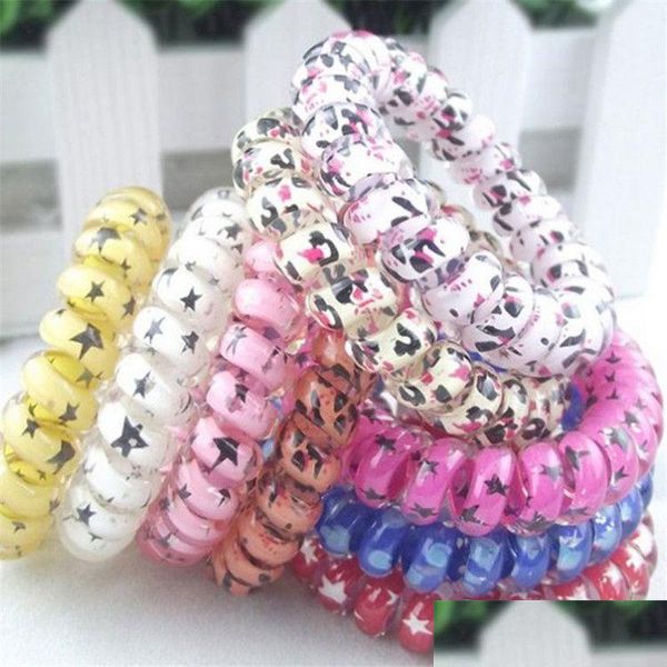 Accessori per capelli Mix Color Leopard Big Size Rings Filo Telefono Elastics Bobbles Tie Bans Kids ADT può essere utilizzato come bracciali Drop Delive DHX8Q