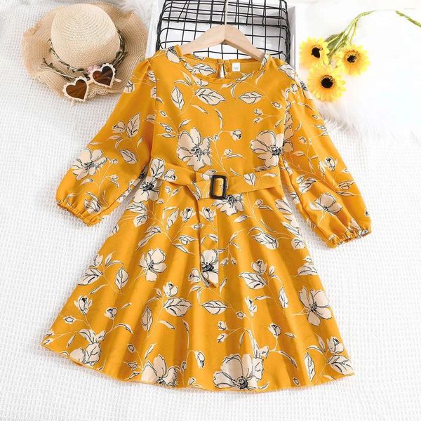 Abiti da ragazza 2024 Spring Autumn Flower Princess for Girls 4-12 anni Adolescenti Full Tenice Birthday Birthday Crepte