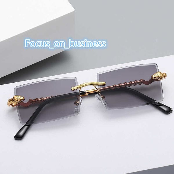 2024 Hot Style Polygon Diamond Cut Snake Metal Decoration Square Sunglasses Suns Women and Men Moda Unissex sem orgulho óculos