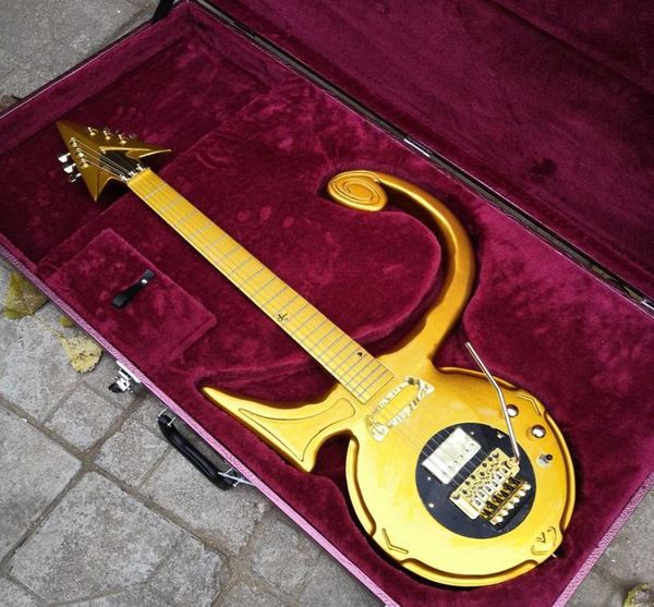 New Prince Love Symbol Model Gitarre Gold Floyd Rose Big Tremolo Bridge Gold Hardware maßgeschneiderte abstrakte Symbol Goldtop Guitars4999532
