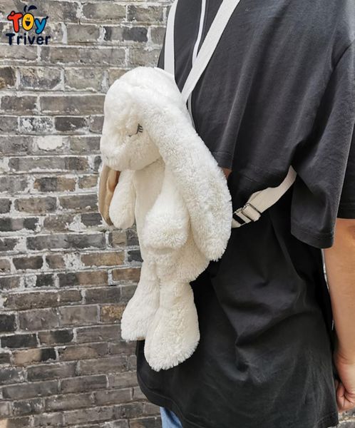 Backpack de coelho branco japonês Kawaii Rabbits School Bag Plush Toy Kids Kids Girl Girly Girlful Student Birthday Gift MX2003276627953
