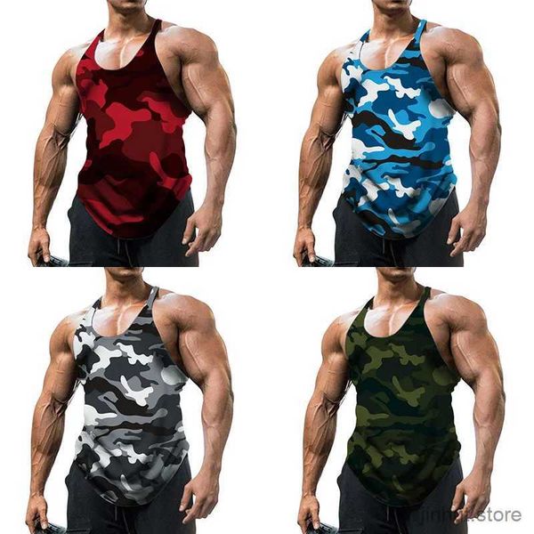 Camisetas masculinas camuflagem tanque de fitness tanque de fitness masculino bodybuilding novo ginásio roupas fitness mass camisa slim fits coletes malha singlets tops musculares