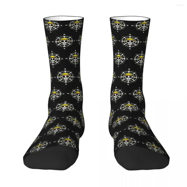 Meias de palha de meias masculinas Anime Anime Monkey D. Luffy Sock Men Mulheres Meias de Poliéster Customizável engraçado