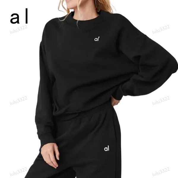 Frauen Yoga Set großer Pullover Pullover loser langärmer Top Fitnessanzug Guard Hosen rundes Hals Top Fitnessstudio Frauen Füße Krawatte Freizeithosen